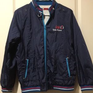 AISR Kids zip up lined windbreaker w/patches & pockets size 165 cm(XL)